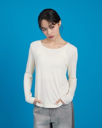 超Q彈圓領純色長袖內搭上衣(兩色)