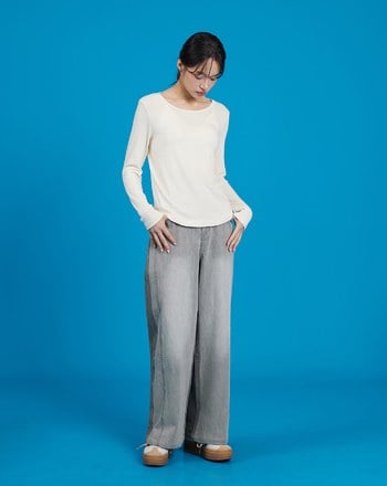 超Q彈圓領純色長袖內搭上衣(兩色)