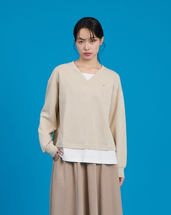 ➤虛線造型假兩件長袖T恤(兩色)