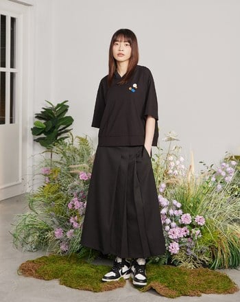 ➤不對稱修身百褶長裙(兩色)