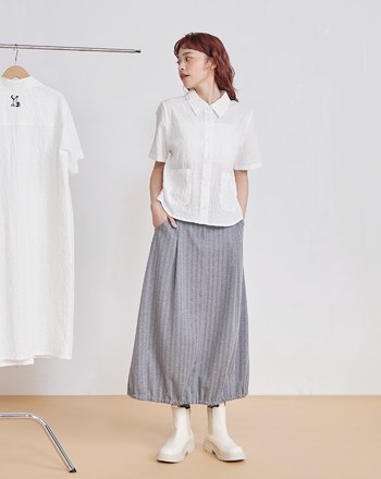 雲朵下擺條紋針織裙(兩色)