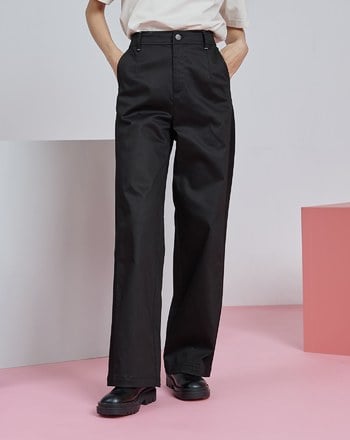 針織拼接造型長腿寬褲(兩色)