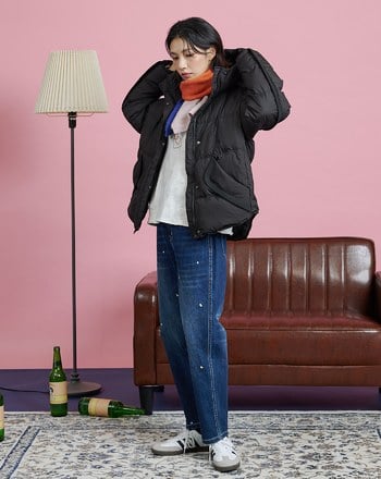 字母繡花彈性水洗牛仔褲(兩色)