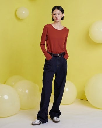 ◢HOT柔軟發熱圓領長袖上衣(兩色)