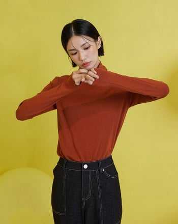 ◢HOT柔軟發熱高領長袖上衣(兩色)