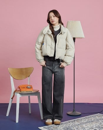 ➤蝴蝶結釦蓬蓬短版羽絨外套(三色)