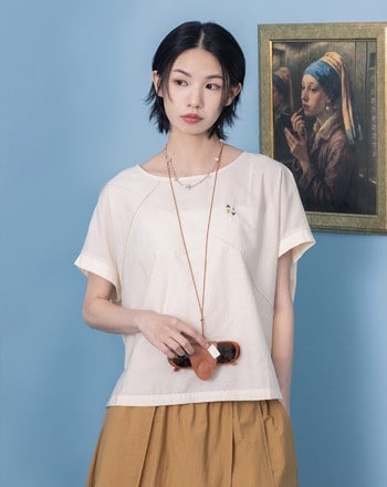 ➤gz異材質拼接連袖上衣(兩色)