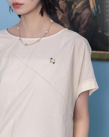 ➤gz異材質拼接連袖上衣(兩色)