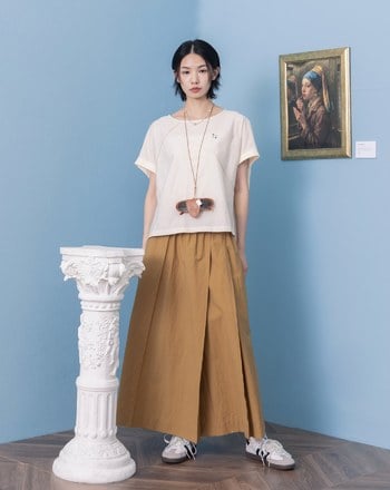 ➤gz異材質拼接連袖上衣(兩色)