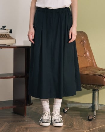 ➤抗皺釦洞造型口袋打褶傘裙(兩色)