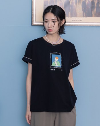 ➤Um…不懂畫密拷邊連袖T恤(兩色)