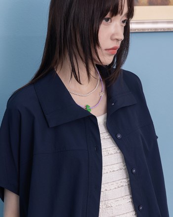 抗UV抗皺下擺抽皺涼感連袖襯衫(兩色)