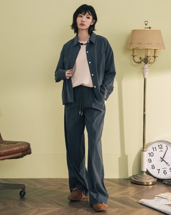 涼感天絲配色口袋造型壓線襯衫(兩色)