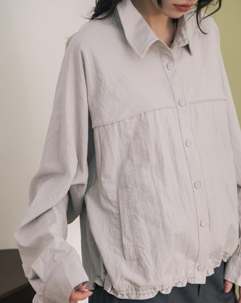 造型調節下擺抽繩寬版襯衫外套(兩色)