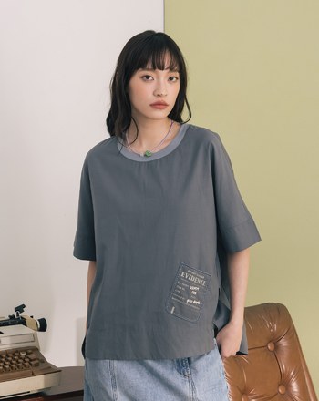 涼感天絲廓型剪裁造型口袋上衣(兩色)