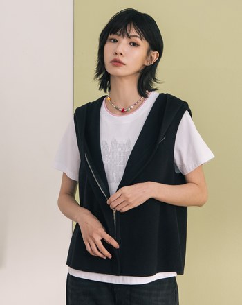 造型拉鍊羊毛連帽背心