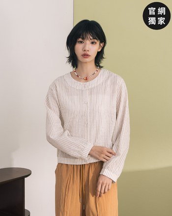 ➤涼感天絲條紋開襟上衣(兩色)