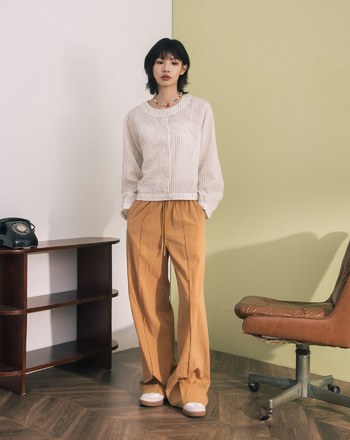 ➤涼感天絲條紋開襟上衣(兩色)