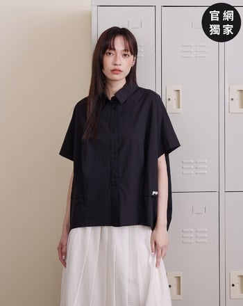 ➤配色繡花廓型短袖襯衫(兩色)