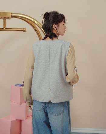 ➤發熱異材質拼接衍縫鋪棉背心(兩色)