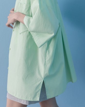 A｜涼感天絲大落肩短袖襯衫(兩色)