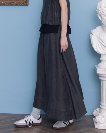 涼感天絲微透感鬆緊圓裙(兩色)