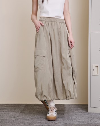 涼感天絲大口袋下擺可調節氣球裙(兩色)