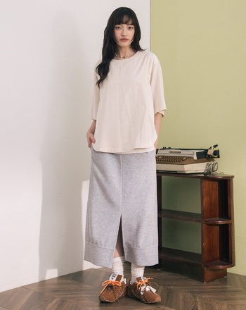 涼感天絲造型爬線直筒長裙(兩色)