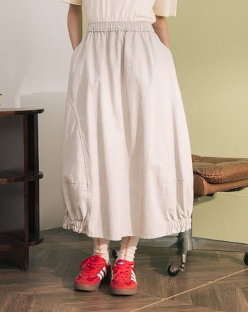 水洗鬆緊下擺氣球裙(兩色)