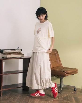 水洗鬆緊下擺氣球裙(兩色)