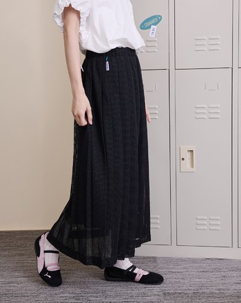 ➤網紗微透感鬆緊百褶裙(兩色)