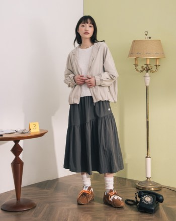 ➤斜邊造型抓褶蛋糕裙(兩色)