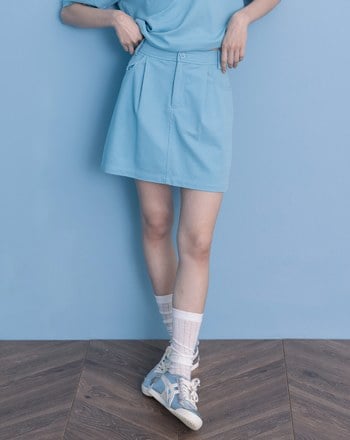 A｜小花釦針織涼感運動短裙(兩色)