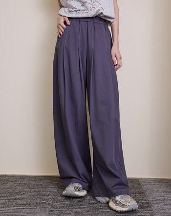 好比例配色壓線打褶寬褲(兩色)