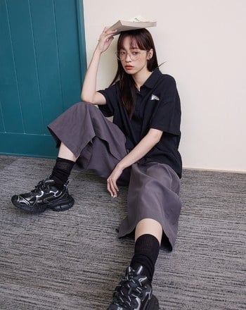 涼感天絲不對稱裙片鬆緊褲裙(兩色)