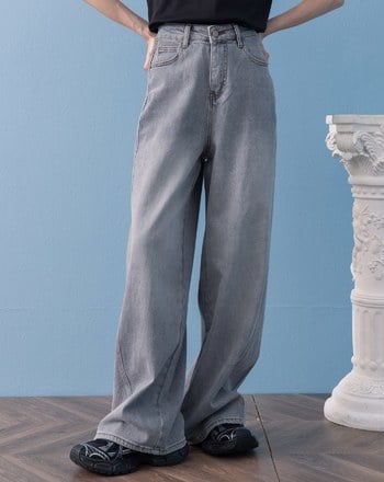 好比例水洗彈性彎刀牛仔褲(兩色)