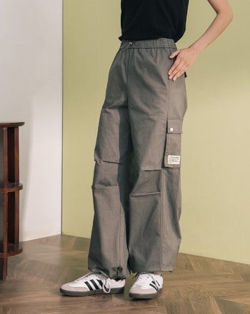 ➤立體工裝風大口袋抽繩寬褲