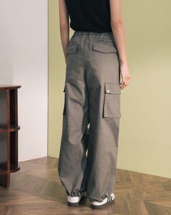 ➤立體工裝風大口袋抽繩寬褲