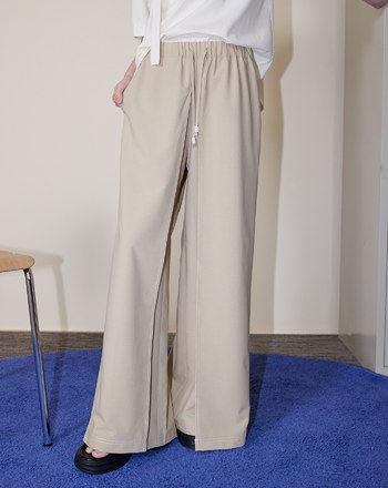 A｜好比例配色壓線裙片造型寬褲(兩色)