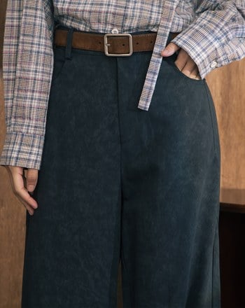 A｜顯瘦剪接水洗涼感廓型褲(兩色)