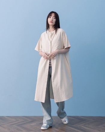 ➤開襟小立領直筒洋裝(兩色)