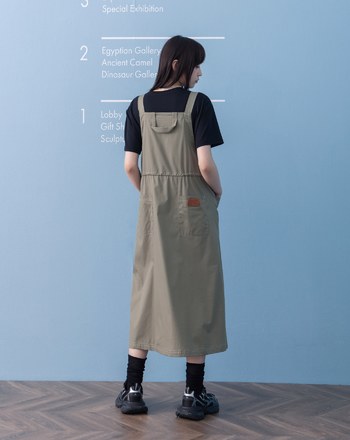 ➤抽繩收腰工裝吊帶裙(兩色)