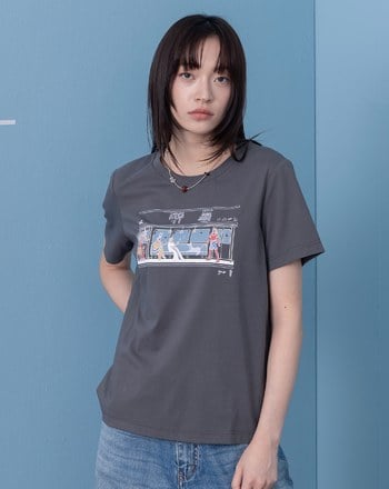 埃及壁畫人搭電車合肩涼感T恤(兩色)