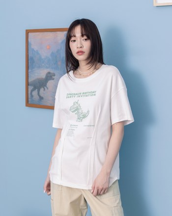 恐龍慶生會打褶造型T恤(兩色)