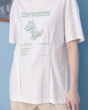 恐龍慶生會打褶造型T恤(兩色)