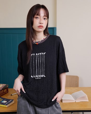 CLASSIC漂浮感繡花皺皺織紋上衣(兩色)