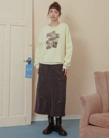 偵探調查印花立體抓褶大學T(兩色)