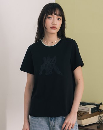 貓咪點陣圖尋找gz印花合肩T恤(兩色)