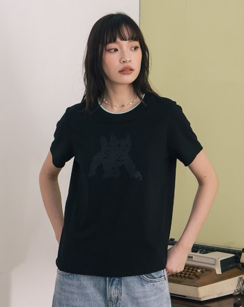 貓咪點陣圖尋找gz印花合肩T恤(兩色)