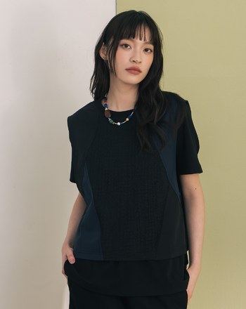 異材質拼接背心兩件式T恤(兩色)